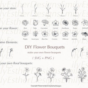 Flower Bouquet Svg | bouquet svg | Flower svg | Floral svg | daisy flower | svg flower | rose flower svg | flower tattoo svg | svg files