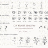 Flower Bouquet Svg | bouquet svg | Flower svg | Floral svg | daisy flower | svg flower | rose flower svg | flower tattoo svg | svg files