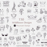 Procreate Wildflower Stamp Bundle | Procreate Flowers | Flower brush | Procreate Botanical Bundle |Procreate Brush set | Botanical Procreate