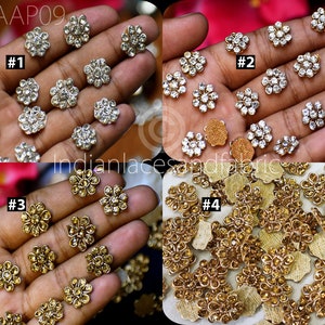 50 Tiny Flower Shaped Applique Handcrafted Rhinestone Appliques Handmade Patch Embellishments Beaded Bridal Wedding Dress Headband For Kids