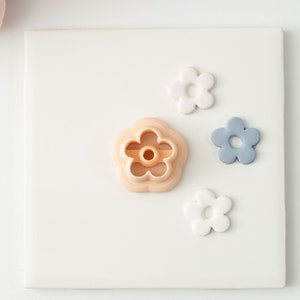 Spring flower polymer clay cutter set with three bloom shapes