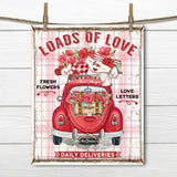 Valentine Love Bug Loads of Love Delivery Roses Love Letters Retro Car DIY Sign Making Fabric Transfer Tiered Tray Home Decor Digital Print