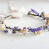 Purple Flower Crown, Lavender Flower Crown, Flower Girl Headband, Ivory Flower Girl Crown, Wedding Flower Crown, BabyÕs Breath Flower Crown