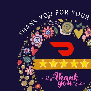 Floral thank-you delivery sticker with Door Dash logo