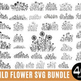 40 Wildflowers svg, Bouquet SVG, Floral svg, Minimalist Svg, nature svg, floral frame svg, Split monogram svg, flower sketch svg