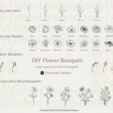 Procreate Flower Stamps | Flower Stamps | Procreate Brushes | Procreate Botanical | Procreate floral | Bouquet stamps | Procreate tattoo