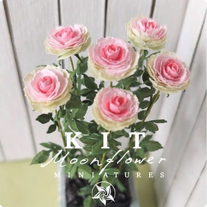 Kit Rose "Pink & Green" dollhouse Miniature garden flower shop, scale 1:12, DIY