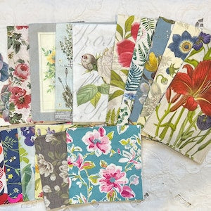 Floral paper decoupage napkins, assorted designs with birds, flowers, and leaves