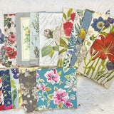 Floral paper decoupage napkins, assorted designs with birds, flowers, and leaves