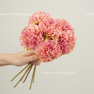 6 Stems Dahlia Bouquet | High Quality Artificial Flower | DIY Floral | Wedding/Home Decoration | Gifts - Blush Pink