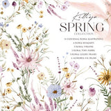 Watercolor Floral Clipart , Spring Flower Clipart ,Wild flowers ,Delicate Flowers Watercolor,Spring wreath  U00161
