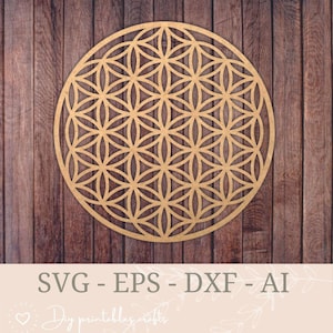 Flower of Life mandala SVG vector file, circular sacred geometry line design