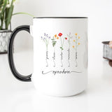 Grandma Mug, Personalized Grandma Flower Mug, Grandmas Garden Mug, Grandmother Gift, Grandma With Grandkids Names, Unique Mother's Day Gift