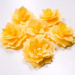 Edible wafer paper flowers, yellow bloom petals cluster