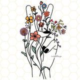 Hand Peace Sign PNG | Peace Sign Clipart | Flowers png | Sublimation Design | Digital Design Download | Peace png | Hippie png