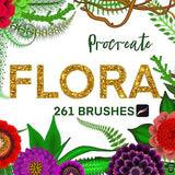 Procreate flower brushes,Floral brushes, Procreate Flower tree brush,Stamp flower,Leaves and Flowers,Petal,wood,Pollen,Palm tree leaf