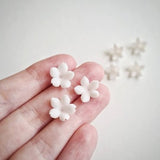 x10 Soft white handmade clay Flower beads 1cm - 1.5cm | Bridal | Wedding | Craft beads| Floral | polymer clay | wedding Beads
