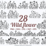 Wildflowers svg, Wild flower svg, Floral svg, nature svg, Bouquet SVG Bundle, floral frame svg, Split monogram svg, flower sketch svg