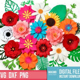 The Ultimate Paper Flower Template SVG Bundle, 3D Paper Flowers and Leaves, Layered Paper Flower SVG, Create your own Flowers Cricut Project