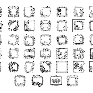 Floral rectangle SVG cut file set with multiple black outlined decorative frames