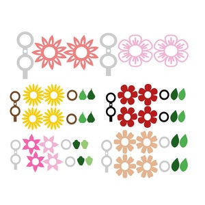 Flower lollipop holder SVG file with multiple flower and holder designs in color