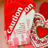 Vintage Florist Floral Bouquet Caution Candle Flame Tags Card Flowers Delivery Hot Valentines Day Ephemera Collage Mixed Media