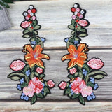 Set of 2pcs 10pcs  bulk lot Extra large embroidered Lilac rose  flower   iron  on patch  diy sewing denim jacket winter coat   30x15cm