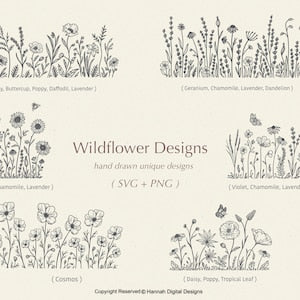 Wildflower svg | flower svg | floral svg | botanical svg | garden svg | spring svg | svg bundle | sunflower svg | poppy svg | daisy svg| svg