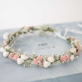 Blush white flower crown wedding, fine hair wreath, dainty hair wreath, dainty flower headband, delicate flower halo for girls bridesmaids