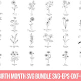 Birth month flower svg hand drawn | birthday flower svg | floral botanical clipart | flower svg | commercial use svg | wildflower svg png
