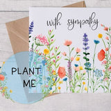 With Sympathy Card - Seed Card - Seeded Wildflower Card - Plantable Seed Card  - Birthday Greetings with Flowers - Eco Bee Friendly
