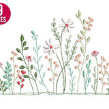 Wildflowers embroidery design, herb, plants, Machine embroidery file, Instant Download