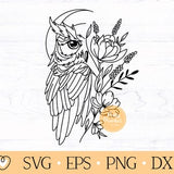 Owl svg, Owl with Flowers svg,  Floral Owl svg, png file