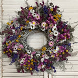 Dried flower wreath, spring wreath, dried floral wreath, indoor wreath, everlasting flower wreath, handmade, dry wreath, boho wreath