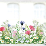 Watercolour Spring Meadow Window Decal - Reusable Pink Blue Flower Window Stickers - Spring Easter Window Clings by Dizzy Duck