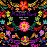 Fiesta Clipart, Mexican flowers clipart, Watercolors mexican floral clipart, Fiesta Png, Mexican party clipart, Cinco de mayo clipart