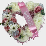 Artificial Flowers open heart grave  Wreath  Funeral Tribute Memorial red hearts mum , gran , Grave pot flowers