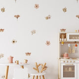 Eva Floral Butterfly Decals / Painted Flowers and Butterflies Removable Wall Decals / Flower Feature Wall /  Nursery Decals / Boho Floral