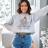 Grow Your Mind Book Lover Sweatshirt, Flower Sweater, Floral Book Junkie Pullover, Reading Love Growth Mindset Shirt, Teacher Gift for Her