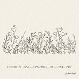 Wildflower Meadow Plotter File Svg Dxf Eps Png Jpg Pdf Floral Cricut Flower Clipart Botanical Silhouette Vinyl Laser Cut File DIY Stencil