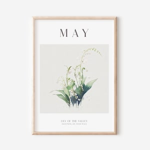 Framed May lily of the valley flower print, botanical illustration