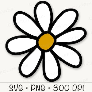Daisy Flower, Retro, Groovy, Daisy SVG, Daisy PNG,  Vector Cut File, Transparent Background, Sublimation, Daisy Clip Art, Instant Download