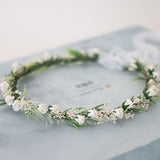 Dried baby's breath floral crown for wedding, bridal flower halo, preserved floral crown, baby breath headband, dainty flower headband