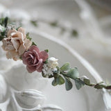 Mauve dusty rose pale blush ivory cream flower crown baby bridal toddler first birthday headband maternity newborn flower girl halo