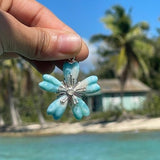 Exclusive design island flower pendant, Caribbean Flower 8 - unique Larimar pendant turquoise blue flower fast delivery worldwide woman gift