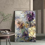 Abstract Colorful Textured  Flower Oil Painting on Canvas, Large Original Modern Floral Acrylic Painting Living Room Wall Art Home Decor