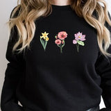 Birth Month Flower, Flower Sweatshirt, Birth Flower Gift, Custom Birthday, Birthday Sweater, 40th Birthday Gift, 30th Gift, Mum Birthday Top