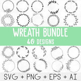 Wreath svg bundle,  circle svg bundle,  floral wreath svg,  heart laurel wreath svg, wedding wreath svg, wreath monogram svg circle frame