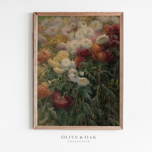 Framed vintage botanical flower print with colorful spring blooms, Olive & Oak Collection