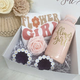 Flower girl proposal gift box- will you be my flower girl- retro flower girl shirt- personalized tumbler cup- flower girl daisy sunglasses
